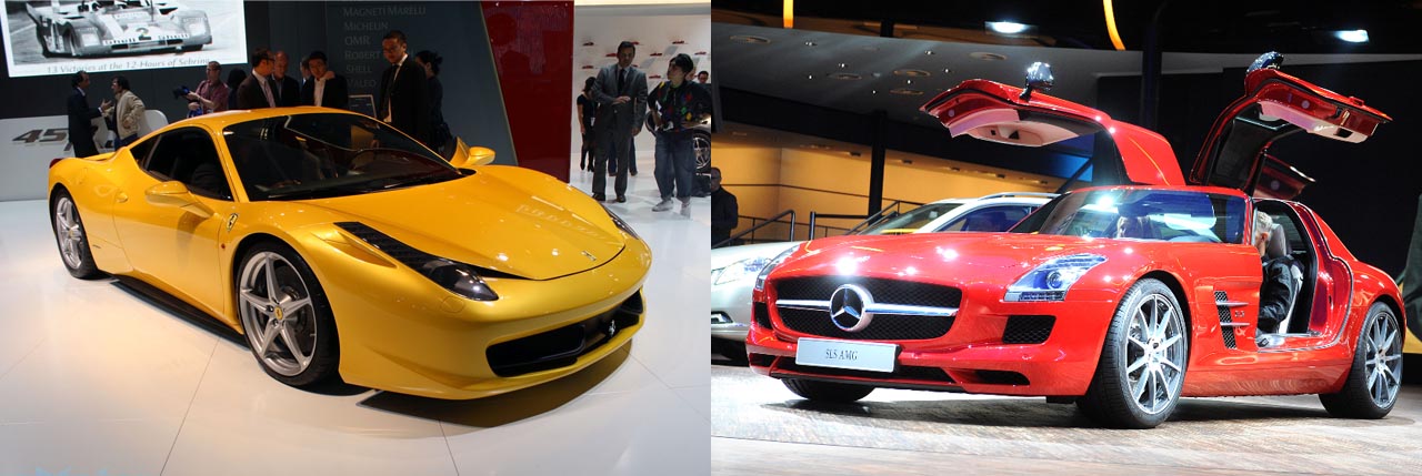 Ferrari 458 Italia vs. Mercedes Benz SLS AMG